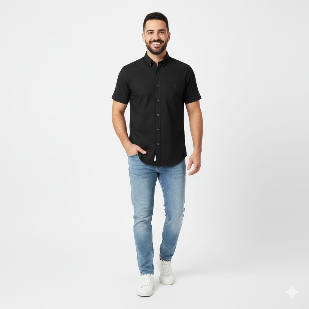 Men's Casual Shirt Half sleves - Black Shc-1925 - Black - View 1