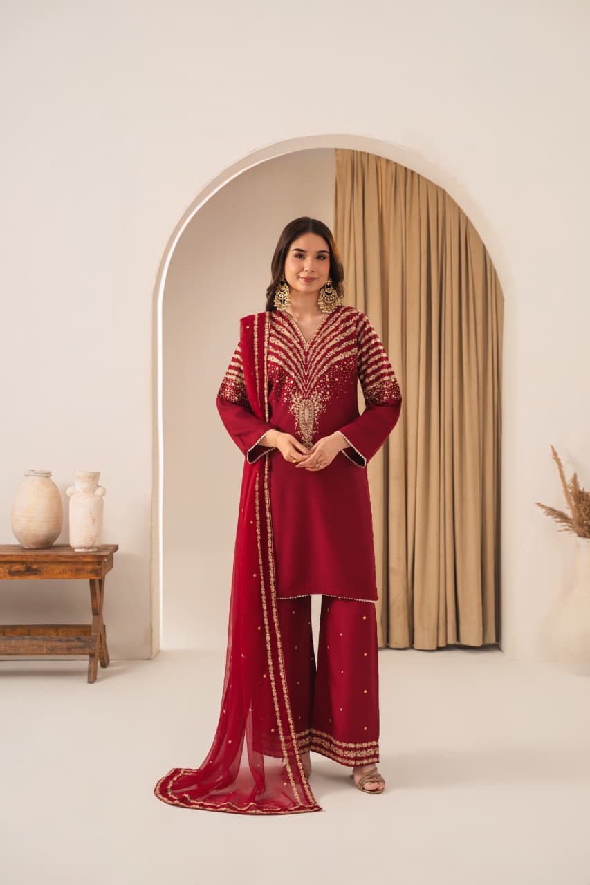 Buy Maroon Peacock 3Pc Online at Shopping Karado