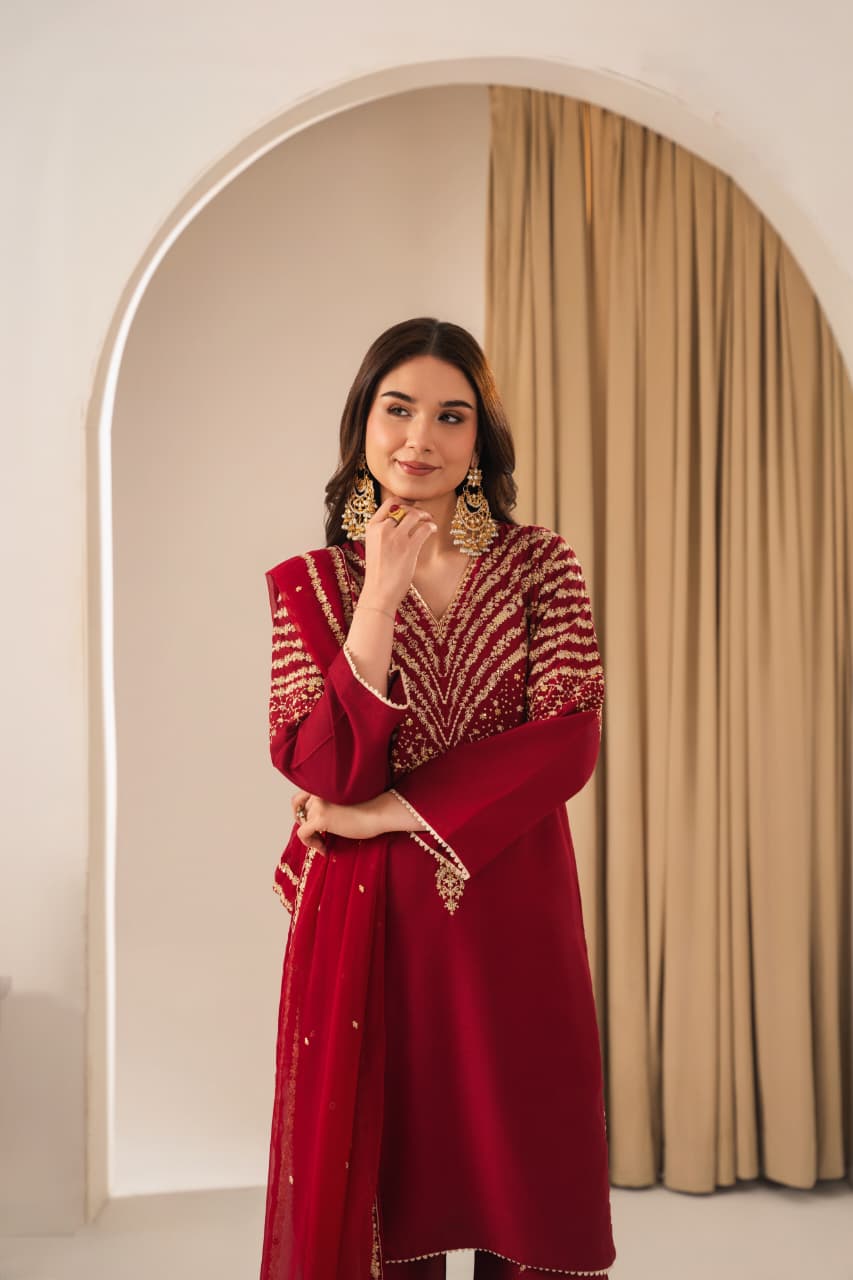Buy Maroon Peacock 3Pc Online at Shopping Karado