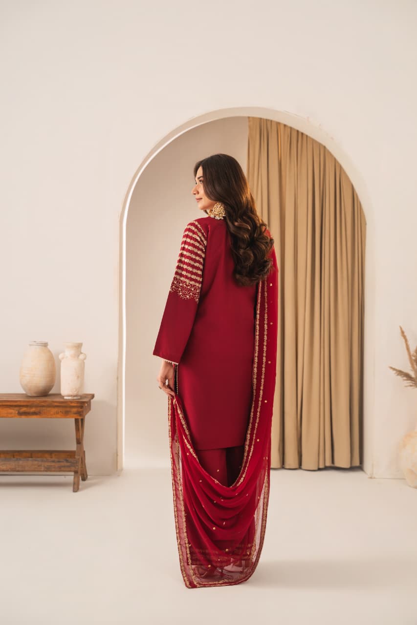 Buy Maroon Peacock 3Pc Online at Shopping Karado