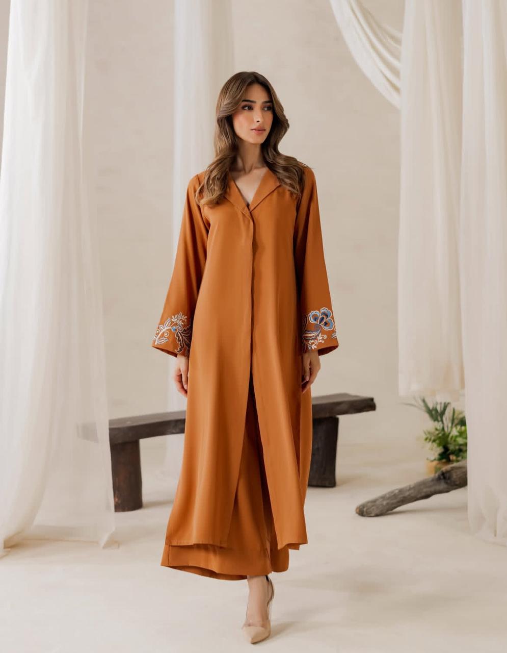 Cottery Georgette Western Style Embroidered Coat-Collar Co-ord Set
