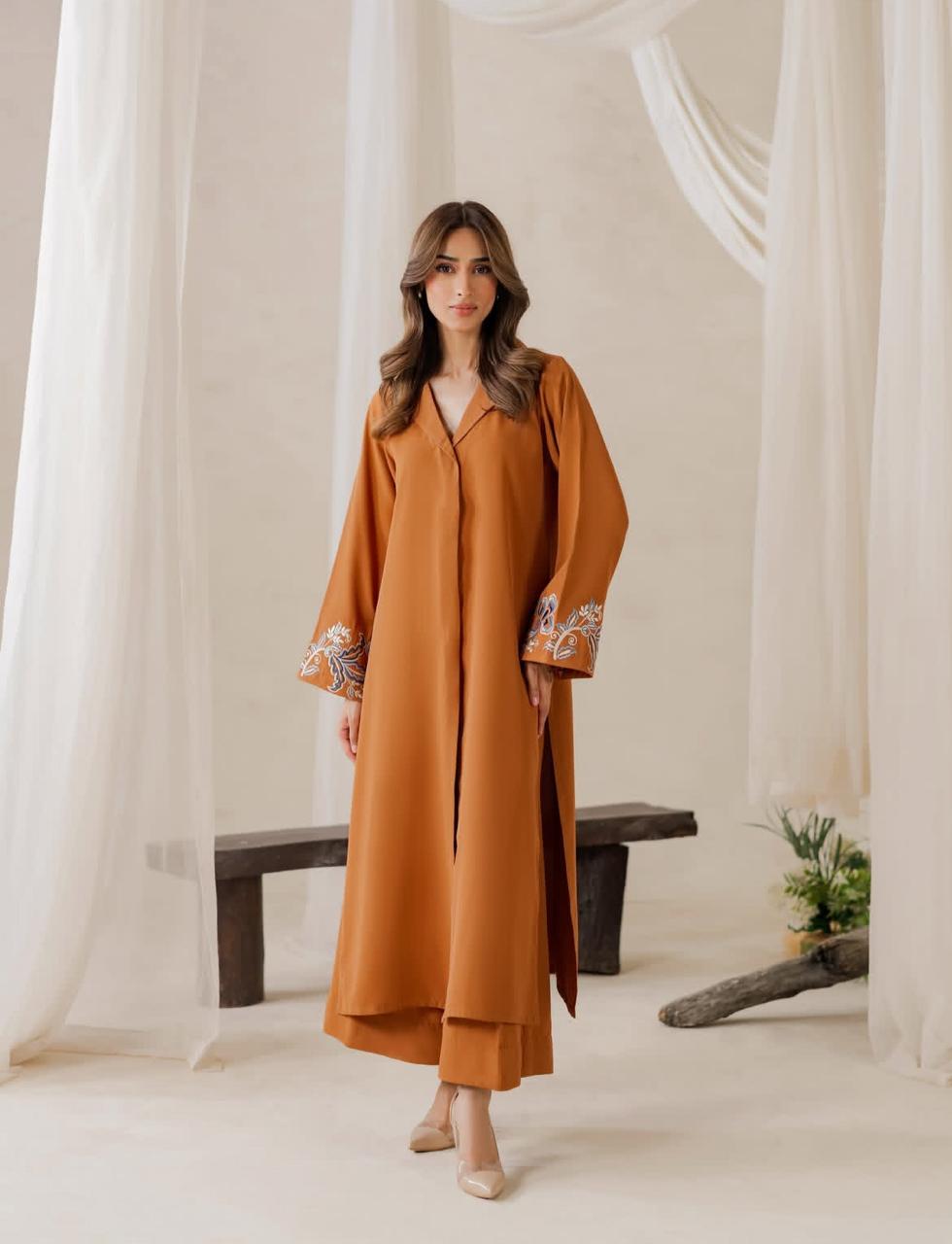 Cottery Georgette Western Style Embroidered Coat-Collar Co-ord Set