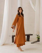 Cottery Georgette Western Style Embroidered Coat-Collar Co-ord Set