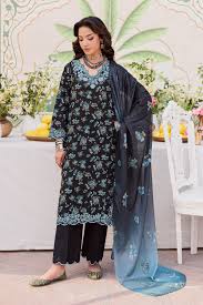 Aqua Bloom Luxury Embroidered Suit