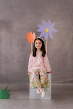 Girls Embroidered Lawn Co-Ord Set – Pink Floral Printed Trouser | Summer Collection (0 Months–14 Years)