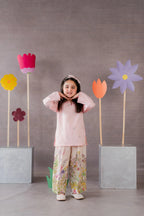 Girls Embroidered Lawn Co-Ord Set – Pink Floral Printed Trouser | Summer Collection (0 Months–14 Years)