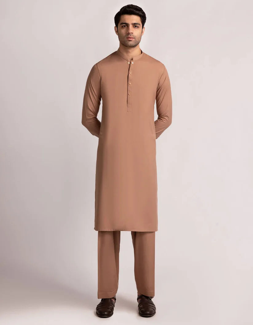 light brown blended casual kameez shalwar