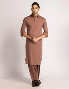 rust brown cotton casual kameez shalwar