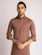 rust brown cotton casual kameez shalwar