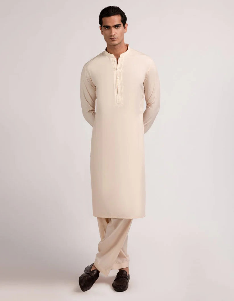 fawn blended formal kameez shalwar