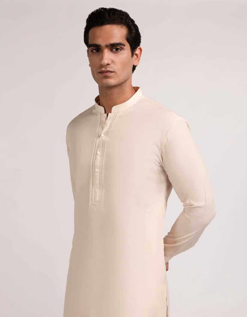 fawn blended formal kameez shalwar
