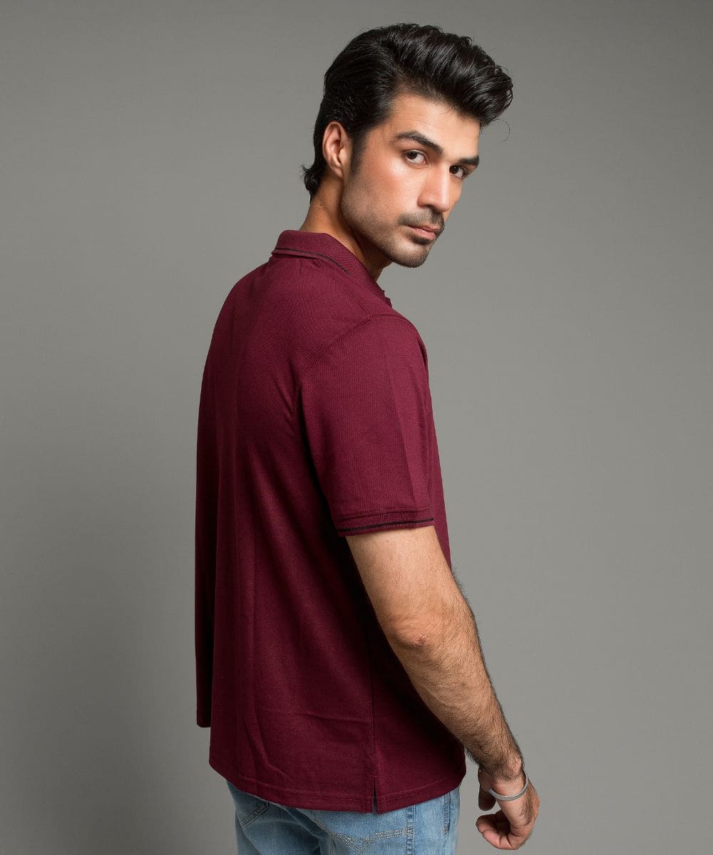 Men'S Polo T-Shirt Maroon Tsh-5518 - Maroon - View 4