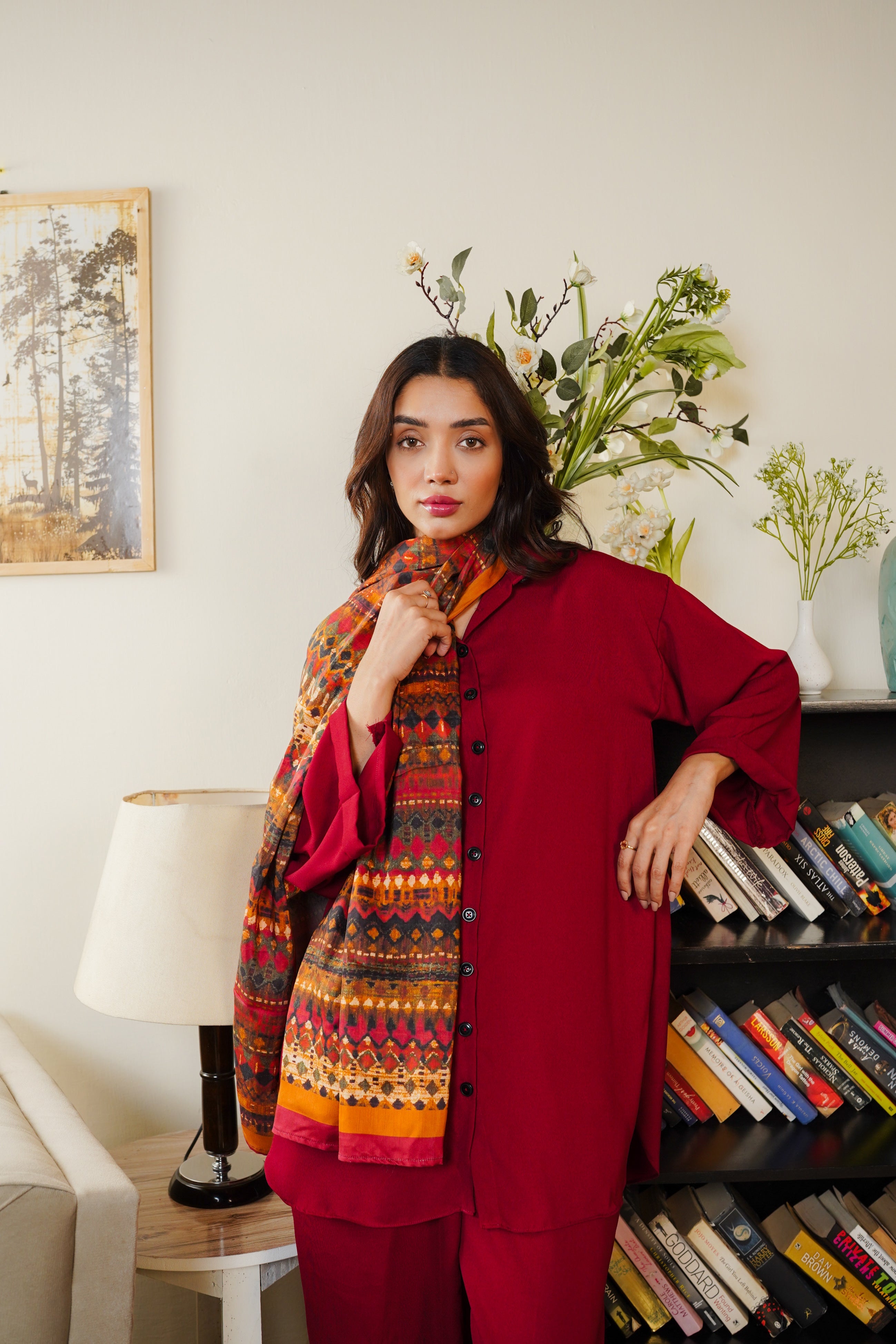 Maroon Silk Scarf (KS-038)