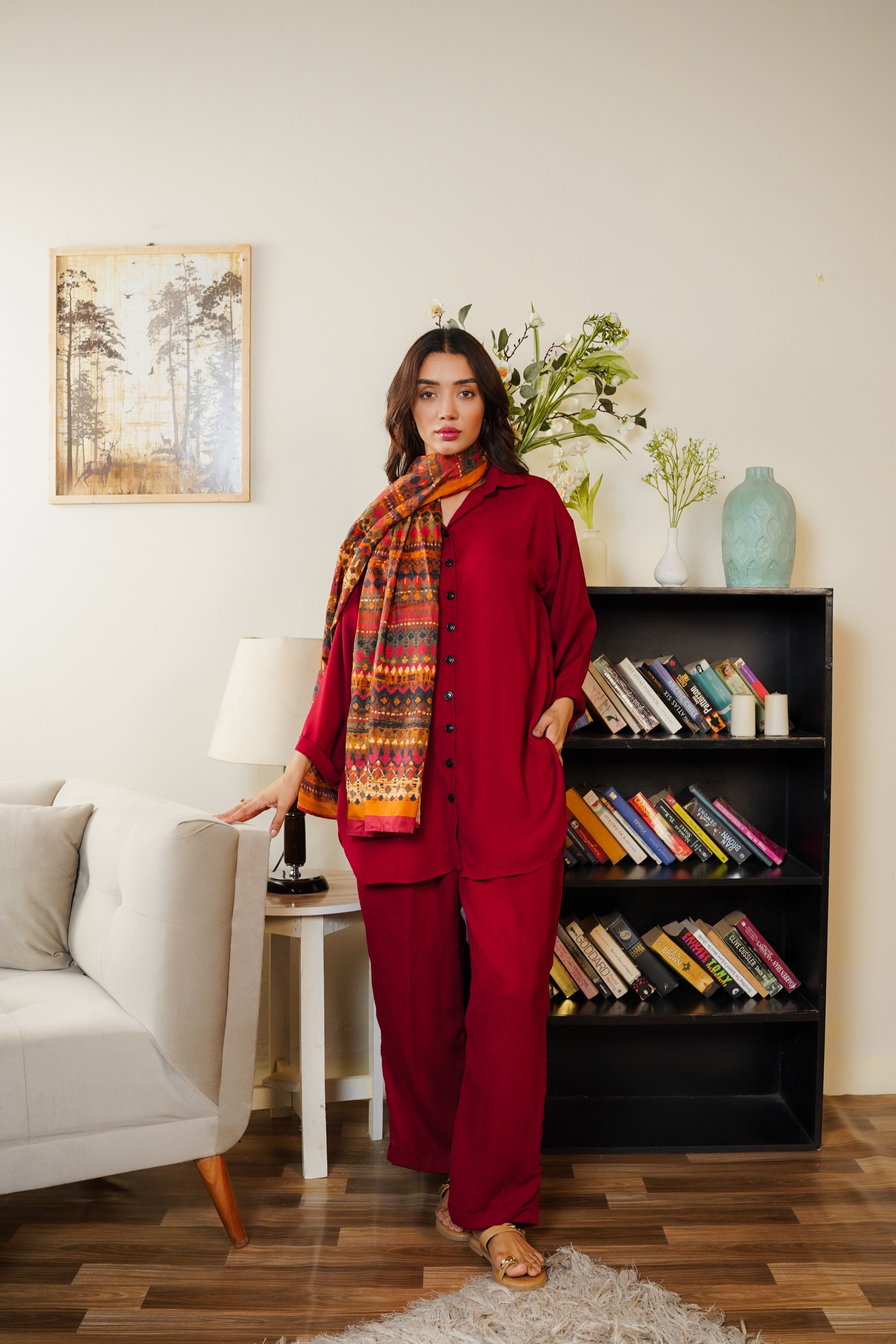 Maroon Silk Scarf (KS-038)
