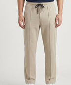 Men’S Pinstripe Drawstring Baggy Trousers- Lwr-0688 Beige Stripe - Beige - View 1