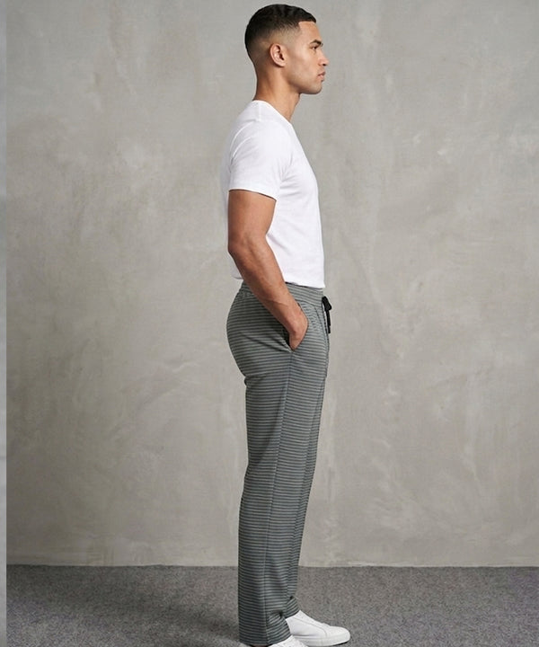 Men’S Pinstripe Drawstring Baggy Trousers- Lwr-0688 Green Stripe - Green - View 2