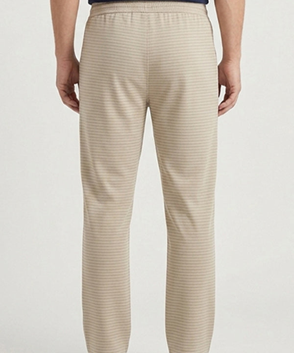 Men’S Pinstripe Drawstring Baggy Trousers- Lwr-0688 Beige Stripe - Beige - View 5