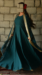 ZOHRA 3PC Pishwas Set - 330 Inch Flare Luxury Dress with Handmade Pure Chiffon Dupatta and Bottom - Shopping Karado