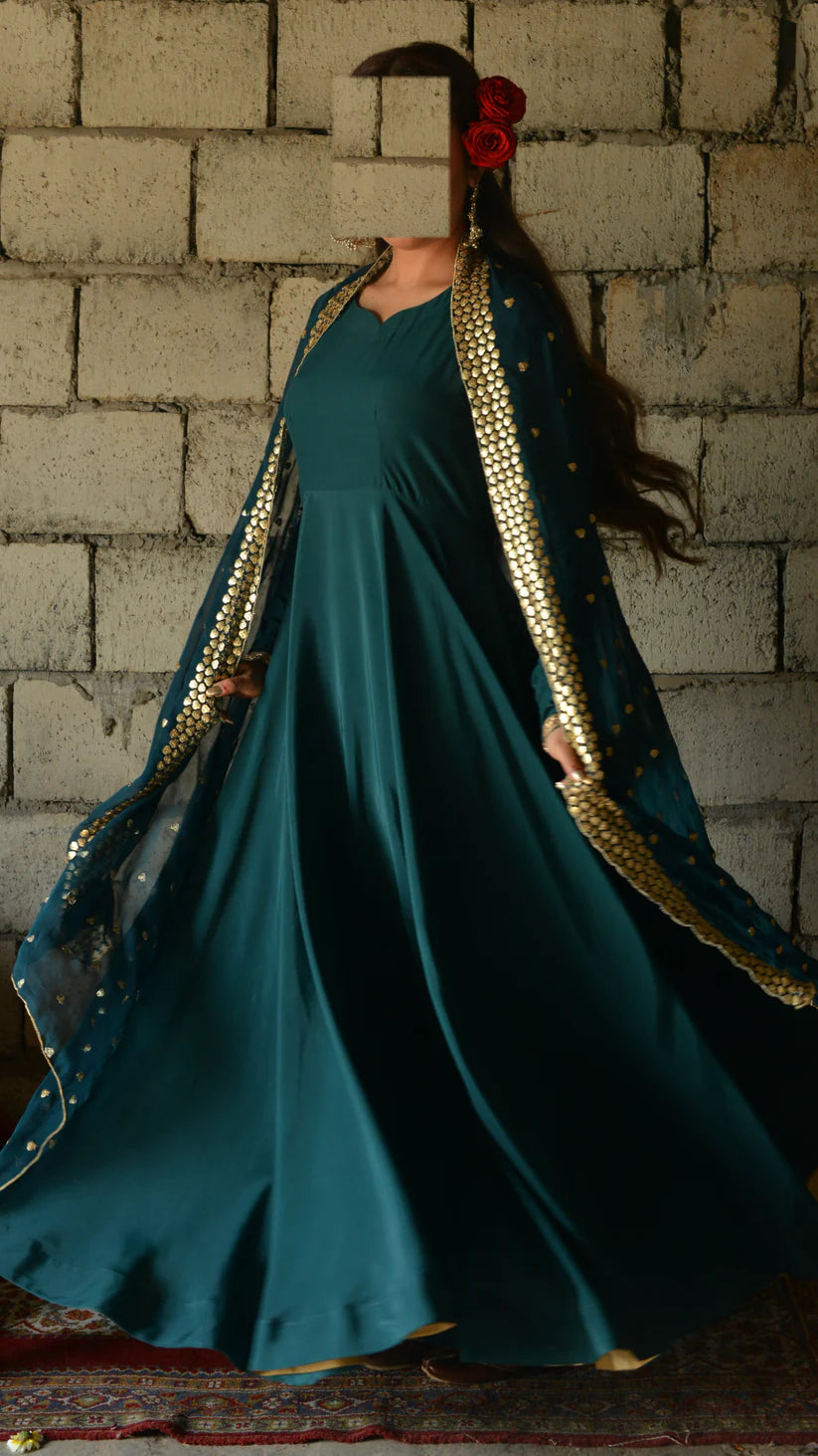 ZOHRA 3PC Pishwas Set - 330 Inch Flare Luxury Dress with Handmade Pure Chiffon Dupatta and Bottom - Shopping Karado